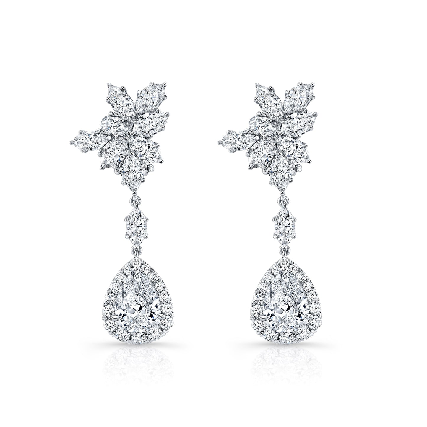 Cluster Earring with Pear Drop Earrings