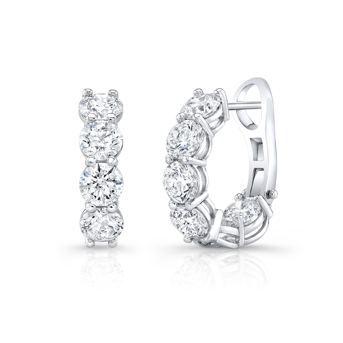 Round Diamond Huggie Hoop Earrings