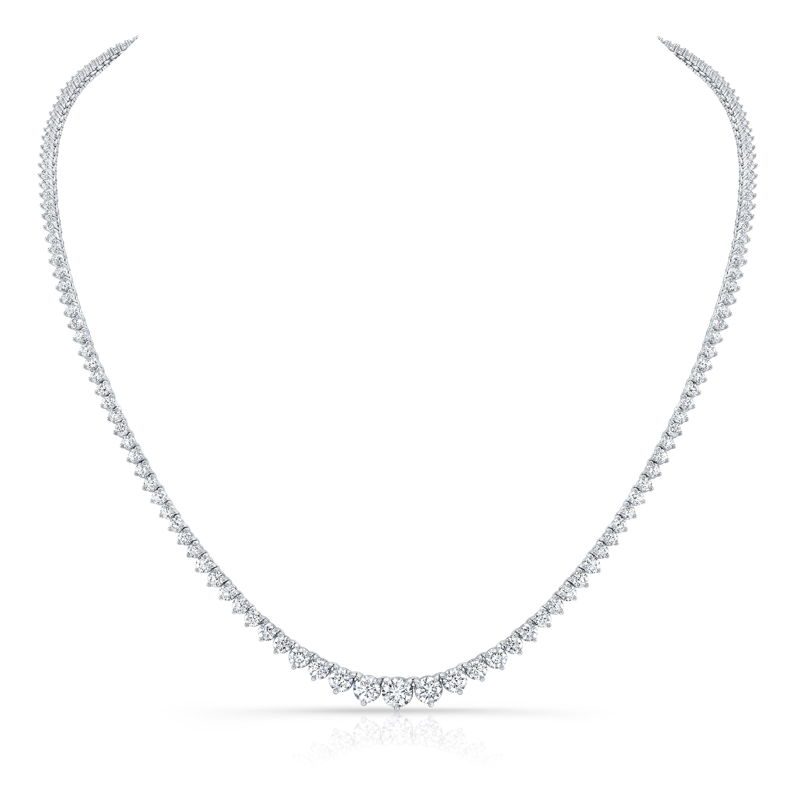 Graduated Round Diamond Tennis Necklace