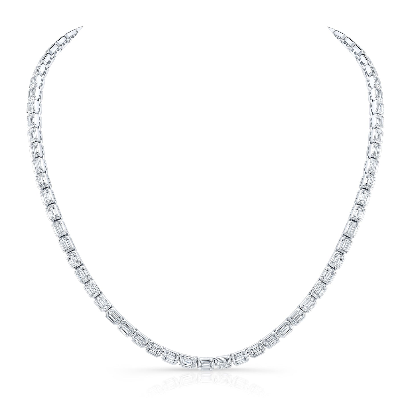 Emerald Cut Diamond Bezel-Set Tennis Necklace