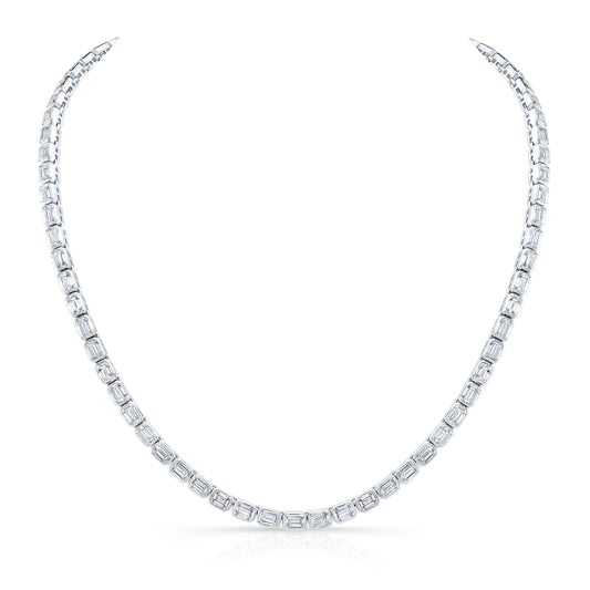 Emerald Cut Diamond Bezel-Set Tennis Necklace