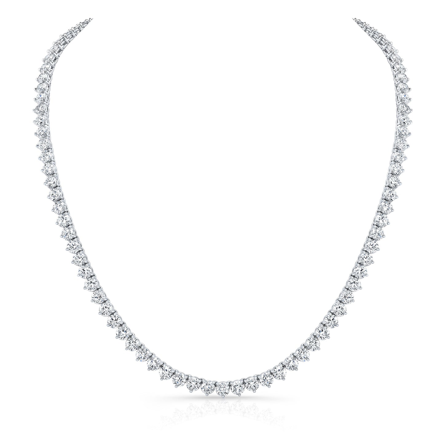 Round Diamond Three-Prong Tennis Necklace