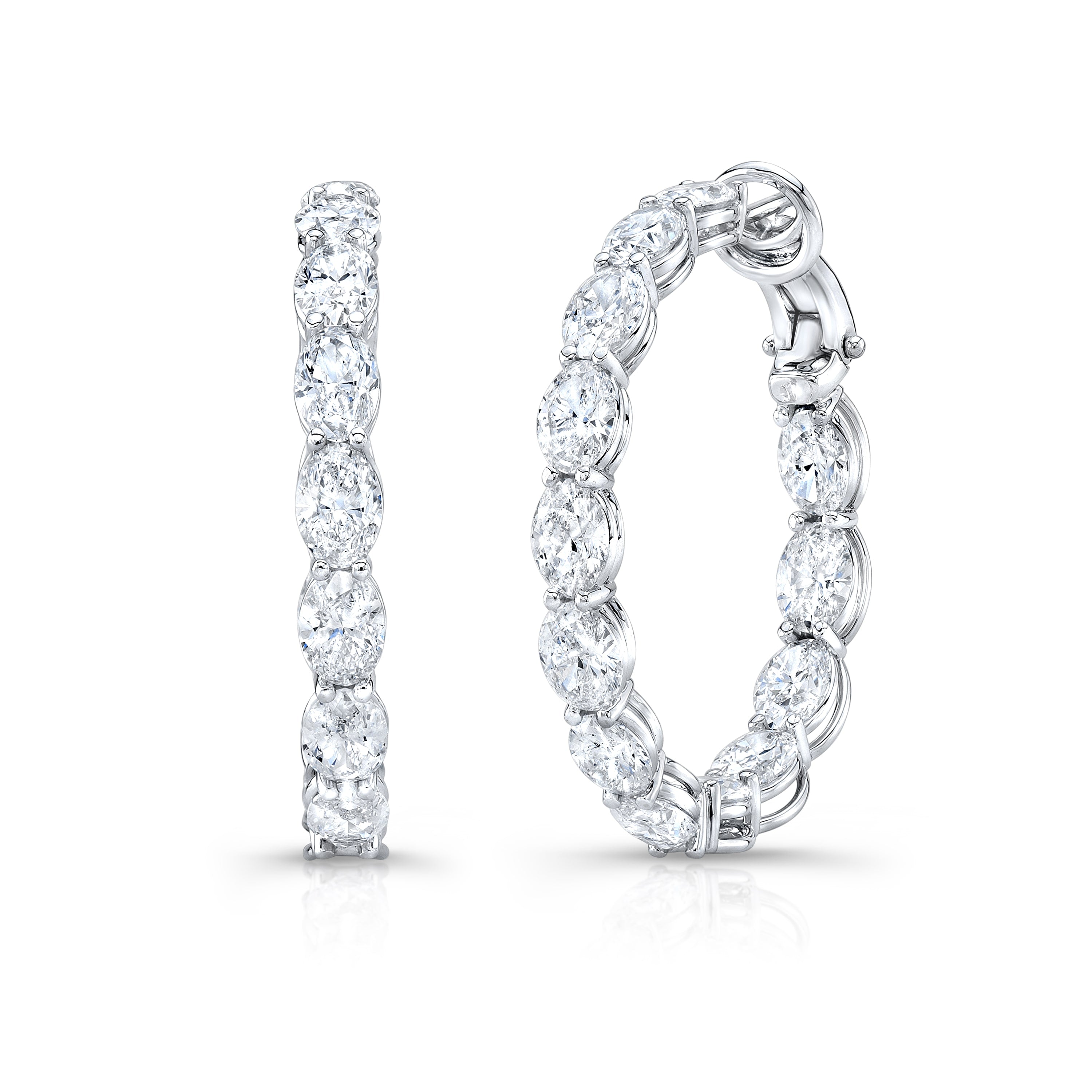 Oval Diamond Hoop Earrings