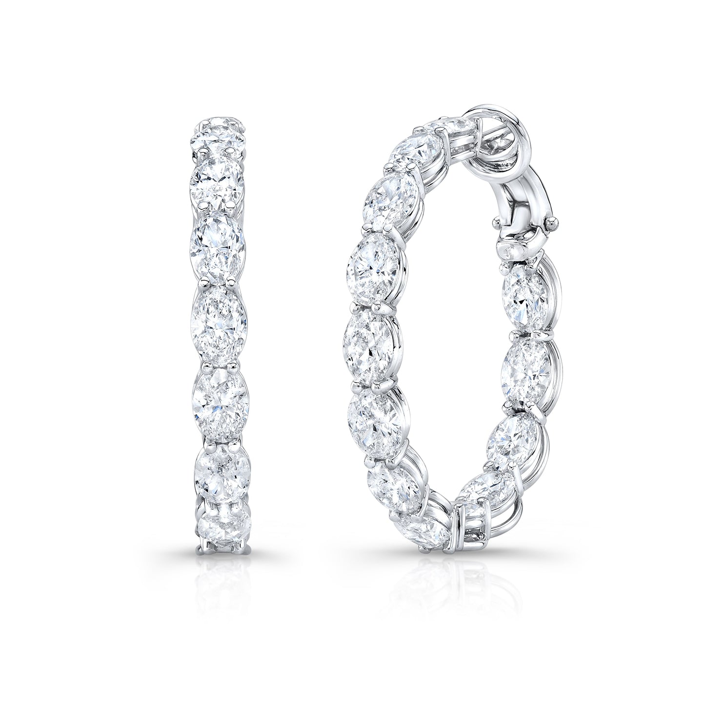 Oval Diamond Hoop Earrings