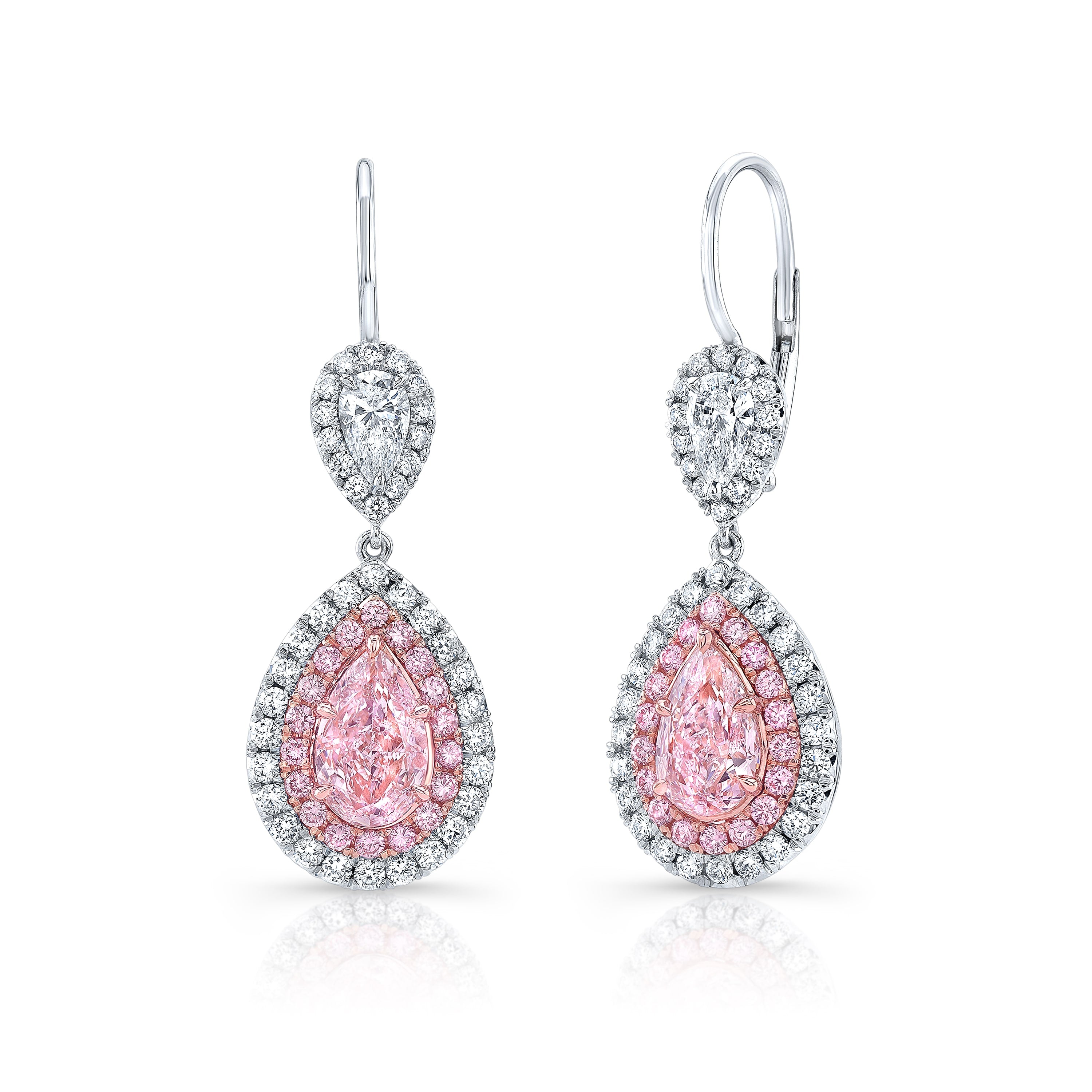 Fancy Pink Pear Drop Earrings