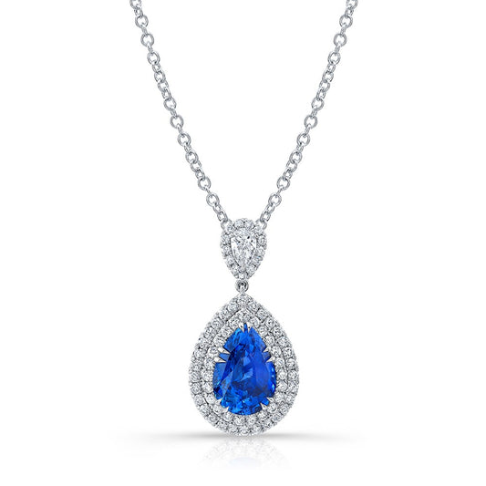 Pear Shape Sapphire and Diamond Necklace